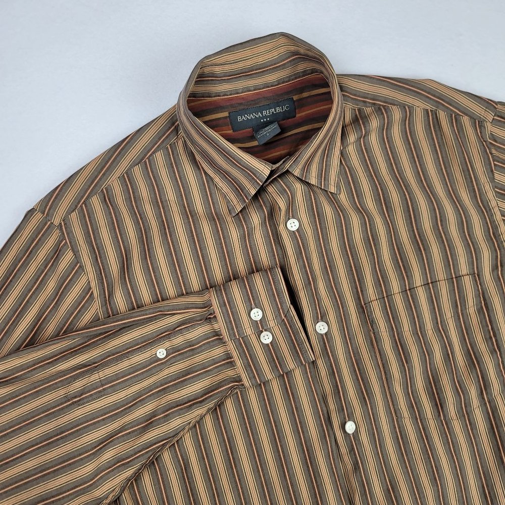 BANANA REPUBLIC Men's Size S, Striped Casual Shirt Long Sleeve Button Up